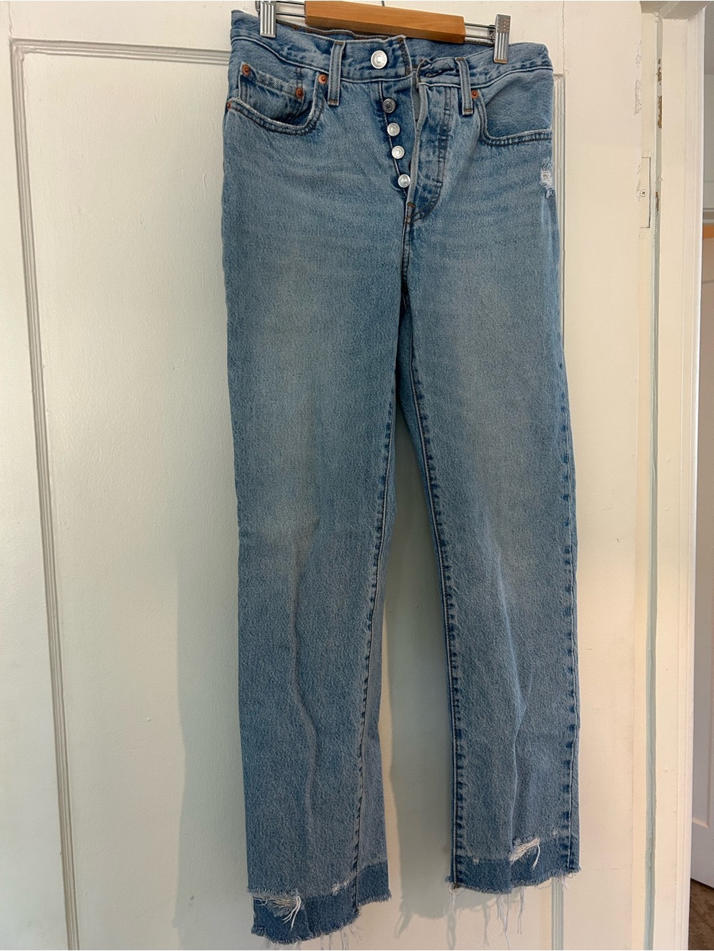 Levi's Light Blue Women's High-Rise Button-Fly Straight Leg Jean